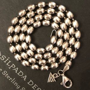Rare Silpada Sterling Silver Oval Bead Necklace N1443